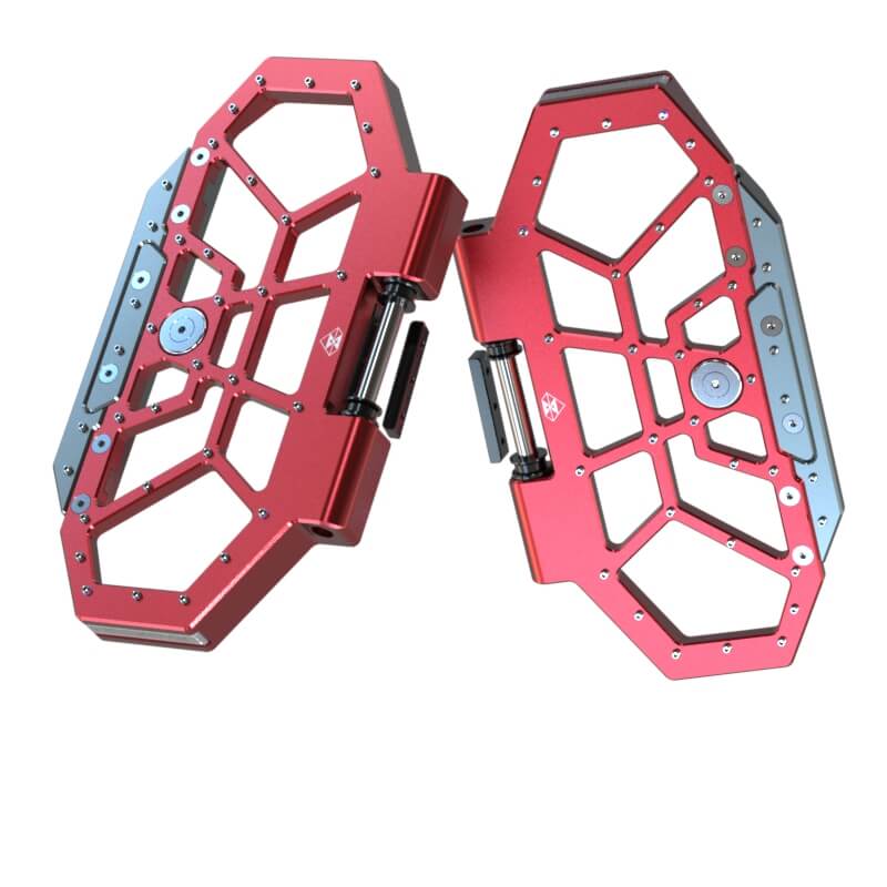 red aluminium cnc pedals with angle adjustement and magnet
