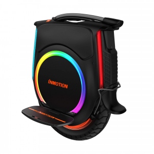 inmotion v12 electric unicycle with front headlight and side rgb lights